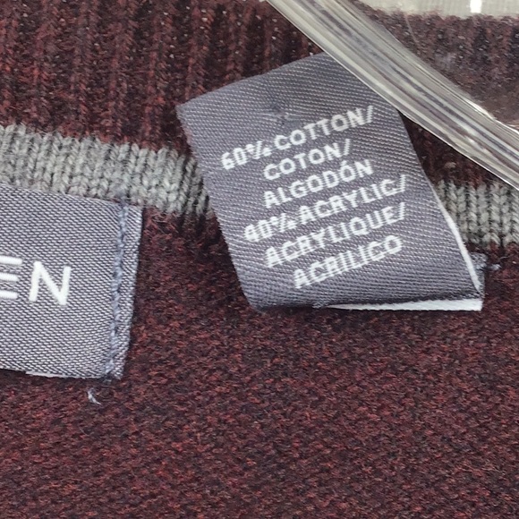 Van Heusen Maroon Cotton Blend Knit V-Neck Sweater - Picture 4 of 9